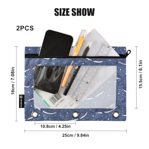 Whale Sharks Pencil Pouches for 3 Ring Binder 2 Pack - color: Whale Sharks