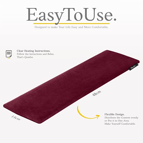 Qomfor - Microwavable Heating Pad - Burgundy - Lavender Scented Heat Pack - Therapeutic Heat Wrap for Neck, Shoulders & Period Cramps Pain Relief - Reusable Hot/Cold Therapy Bag - color: Bourgondy