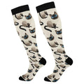 Wusikd Heartbeat Symbol Compression Socks for Women and Men Circulation Black Long Socks for Athletic Running 1 - color: Cat