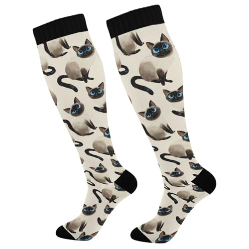 Wusikd Heartbeat Symbol Compression Socks for Women and Men Circulation Black Long Socks for Athletic Running 1 - color: Cat