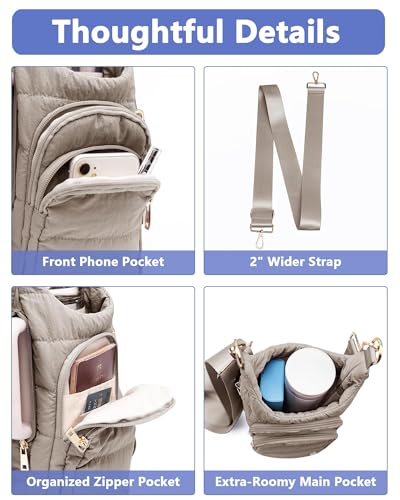 Water Bottle Holder with Strap 30/32 oz, Crossbody Water Bottle Carrier Bag - color: Mocha Brown