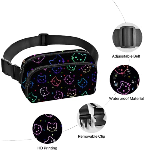 Colorful Cat Fanny Pack Women Fashion Belt Bag Waterproof Adjustable Strap Waist Pouch Casual Workout Travel Cycling Running - color: Red