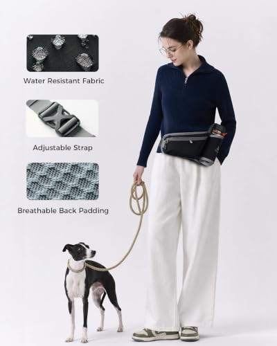 Fanny Pack with Water Bottle Holder, RFID Blocking Running Belt Bag - color: Black