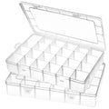 Gbivbe Large 24 Grids Plastic Organizer Box Adjustable Dividers,Clear Storage Box for Jewelry, Art DIY Crafts, Washi Tapes, Beads and Small Parts(2 Pack) - color: Clear-2