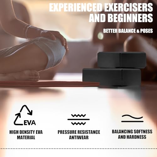 Septo 2 Pcs Yoga Blocks, 9x6x3 Inch Foam Blocks for Pilates - color: Black