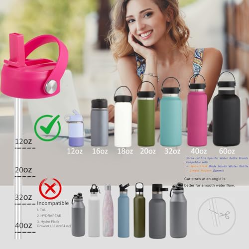 RRegeny Straw Lid for Hydro Flask Wide Mouth 32 40 oz, Lids with Flexible Handle compatible with HydroFlask, Replacement Sports Flex Cap Wide Mouth Top - color: carnation