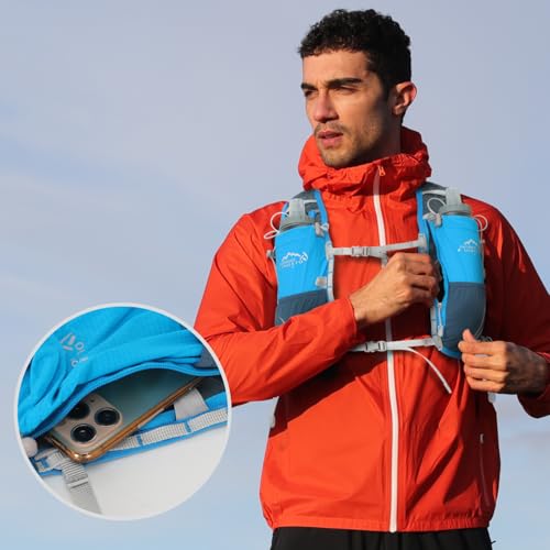 IX INOXTO Running Hydration Vest for Women Men with 500ML Soft Flask - color: blue with 500ml