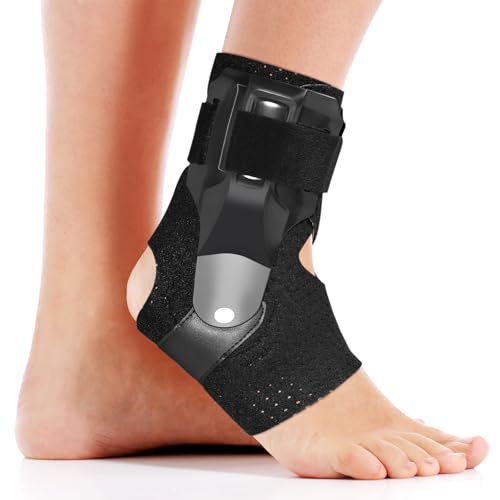 Ankle Brace with Side Stabilizers -Adjustable Ankle Support for Sprains, Sports Injuries, Plantar Fasciitis, Injury Recovery, Best Ankle Support for Running, Basketball, Volleyball (Medium) - size: Medium