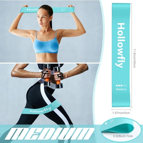 Hollowfly 12 Pcs Resistance Loop Bands for Booty Legs - color: Light Blue, style: Medium