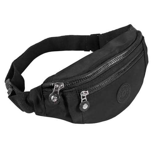 Large Crossbody Fanny Pack with 3-Zipper Pockets,Gifts for Enjoy Sports Festival Workout Traveling Running Casual Hands-Free Wallets Waist Pack Phone Bag Fits All Phones (black+green) - color: black+green