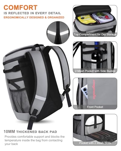Capolo Cooler Backpack Insulated Leak Proof for Women Men Soft Cooler Bag - color: Leather Gray, size: 45 Cans