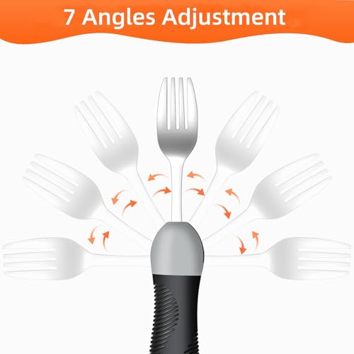 Weighted Utensils for Tremors & Parkinson's, Adaptive Eating Aids (Black) - color: Black