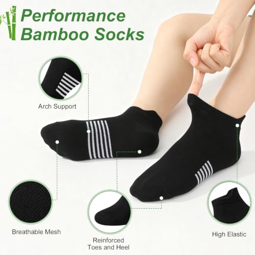 6 Pairs Thin Breathable Bamboo Ankle Socks for Women - color: 6 Black, size: Medium