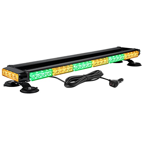 WOWTOU Roof Top Flashing 56 LED Amber Green Emergency Strobe Light Bar - color: Amber / Green