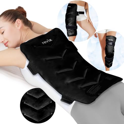 REVIX Extra Large Ice Pack for Back, 13” x 21” Reusable Gel Cold Pack Wrap - color: Black