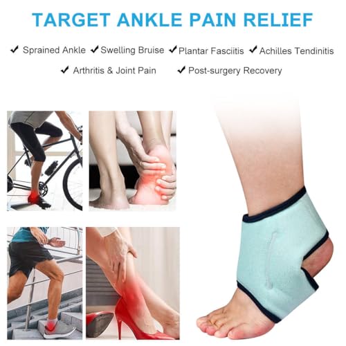 Ankle Ice Pack Wrap Reusable Gel Packs Ankle Brace Ice Pack Hot Cold Therapy Compression for Sprain Swelling Ankles Achilles Tendonitis Plantar Fasciitis Pain Relief