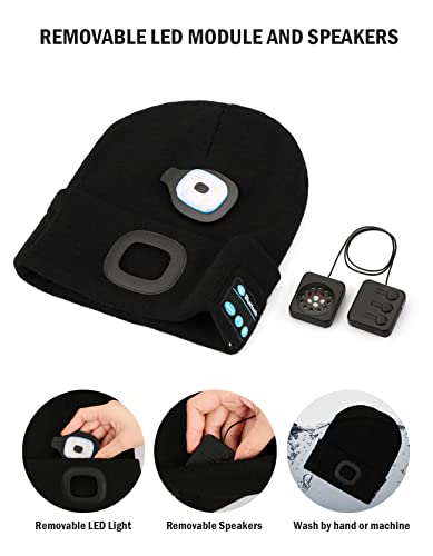 Wmcaps Bluetooth Beanie with LED Light and Headphones, Christmas Tech Gifts - color: Fluorescent Yellow