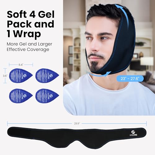Fittest Pro Wisdom Teeth Ice Pack Head Wrap Jaw Ice Pack for Face Oral Surgery, 4 Hot Cold Gel Pack for TMJ, Tooth Extraction, Tonsillectomy Recovery - style: Jaw
