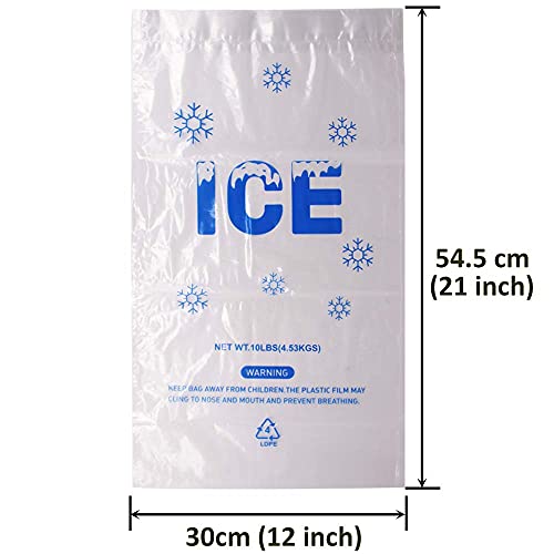 100 PACK 10 lb. Plastic Drawstring Ice Bags 12" x 21" Heavy-Duty - style: 12x21inch(100pack)