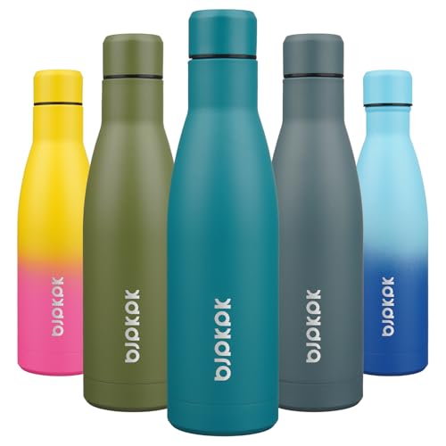 BJPKPK 17oz Skinny Insulated Water Bottle, Stainless Steel Flask - color: Lake Blue, size: 17 Ounces