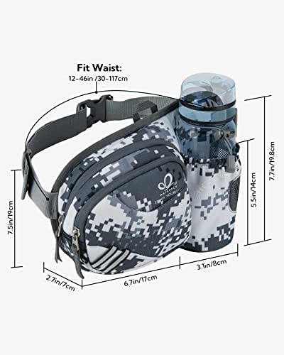 WATERFLY Fanny Pack Waist Bag: Waist Pack for Women Men with Water Bottle Holder Hiking Fanny Pack for Running Walking DogWalking Travel Cycling - color: Camouflage gray