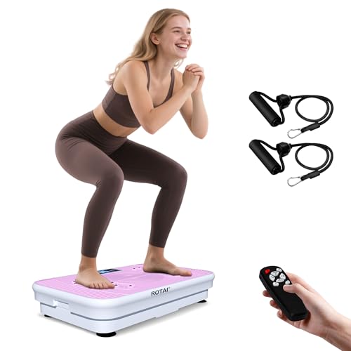 ROTAI Vibration Plate Exercise Machine for Lymphatic Drainage Massager & Weight Loss, 400 lbs Capacity Whole Body Vibrating Shake Plate Workout for Women and Men - color: Baby Pink