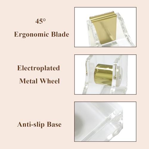 Gold Clear Acrylic Tape Dispenser Heavy-Duty Desk Tape Cutter for Daily Use - color: Gold
