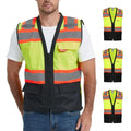 ProtectX High Visibility ANSI Class 2 Safety Vest with 6 Pockets - color: Neon Green - Solid Fabric 3-pack, size: 3X-Large