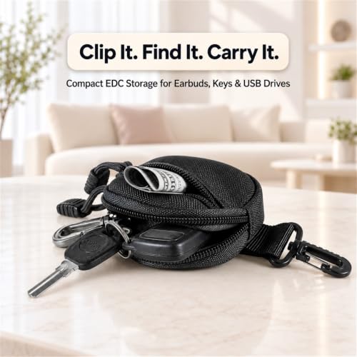 Small Tactical EDC Pouch, 1000D Nylon Round MOLLE Pod for Men - color: Black