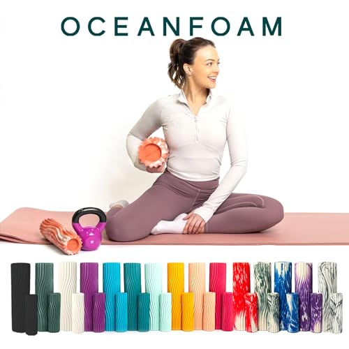 Oceanfoam Ripple Small Foam Roller for Physical Therapy (Orange Marbled)