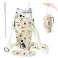 Water Bottle Carrier Bag for Stanley 40/30oz Cup Tumbler with Phone Pocket,Insulated Crossbody Water Bottle Holder with Adjustable Strap,Water Bottle Sling Pouch for Hiking Walking Camping Accessories - color: French Bulldog Dog