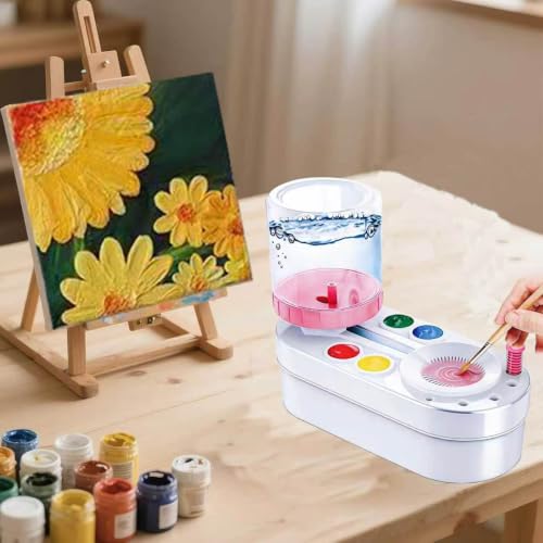 Upgraded Paint Brush Cleaner Tool,Brush Rinser Cup Painting Running Water Circulation Art Supplies for Acrylic,Watercolor and Water Based for Adults Artist Beginners and Kid(Pink) - color: Pink