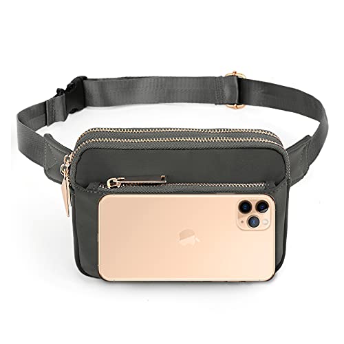 UTO Fanny Pack Crossbody Belt Purse Chest Waist Hip Travel Hiking Bumbag - color: 0759 Nylon Grey
