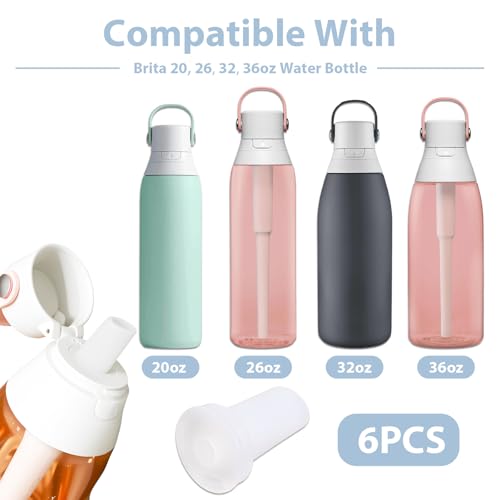 6 Pcs Bite Valve Replacement for Brita Water Bottle Filter, Silicone Mouthpiece Replacement Parts Water Bottle Spout Straw Accessories