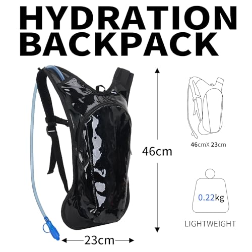 Roptat Hydration Backpack Pack with 2L Hydration Bladder - Lightweight Water Backpack Water Pouch for Women Men Running Riding Biking Music Festival