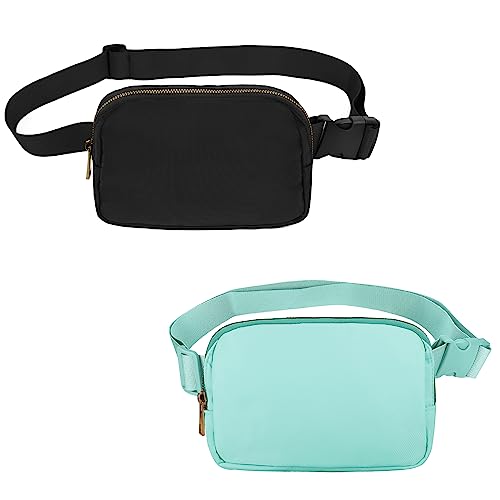 VOROLO Fanny Pack For Women And Men Crossbody Bag Black+Light Green - color: Black+Light Green