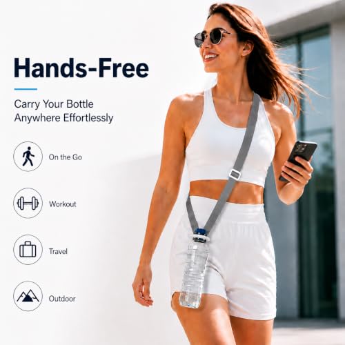 4 Pack Water Bottle Holder Lanyard Adjustable Beverages Shoulder Strap - color: Grey