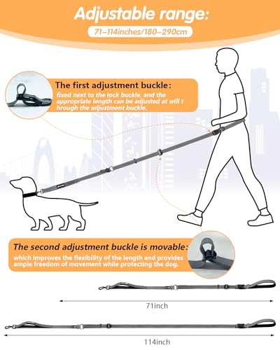 Hands Free Dog Leash, Multifunctional Crossbody Dog Leash - color: Grey, size: Large-5.9-9.5ft