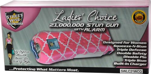 Streetwise Ladies’ Choice Stun Gun for Women - Rechargeable Device with Alarm, LED Flashlight, Safety Disable Pin & Built-in Charger - Personal Safety Tool with Holster & Lanyard - style: Quartefoil