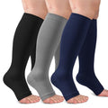 CTHH Toeless Compression Socks for Women & Men Open Toe Knee High Stocking - color: Navy Blue/Grey/Black, size: Small-Medium