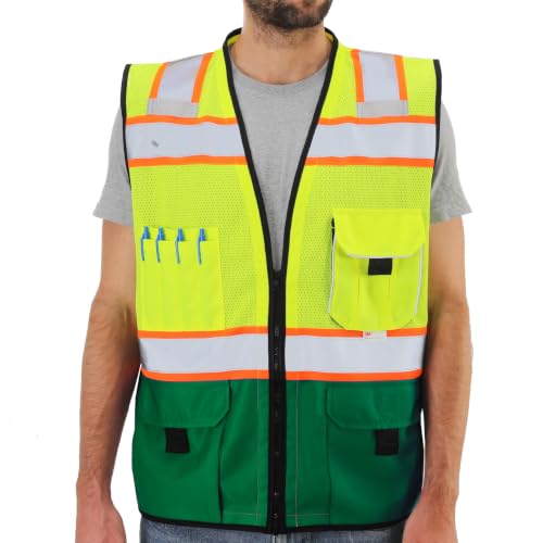 Dib Safety Reflective Safety Vest Made with 3M Tape, Yellow and Green L - color: Yellow & Green, size: Large