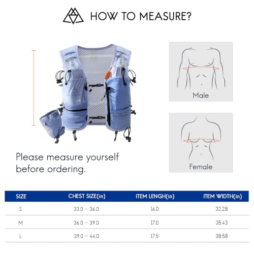 Haimont 8L Trail Running Hydration Vest with Soft Flasks - color: Light Blue, size: Small