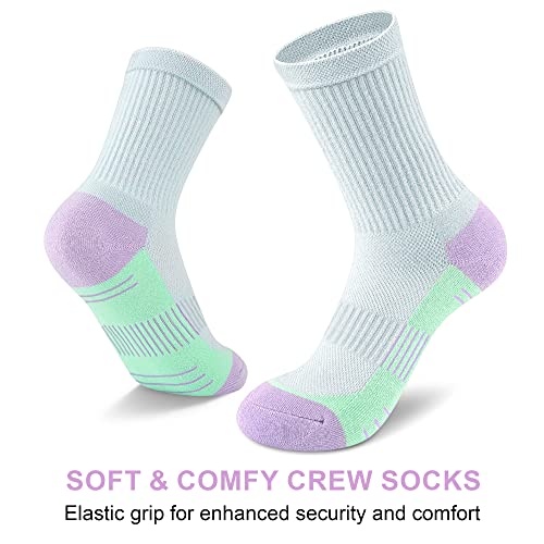 cuangya Women Crew Socks Athletic Cushioned Running Hiking 3-5 Pairs - color: 5 Pairs Ice Cream, size: 8-10