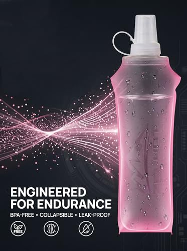 Zelvot Running Vest Collapsible Water Bottle, TPU 500ml Soft Flask (Pink) - color: Pink, size: 16.90 Ounces