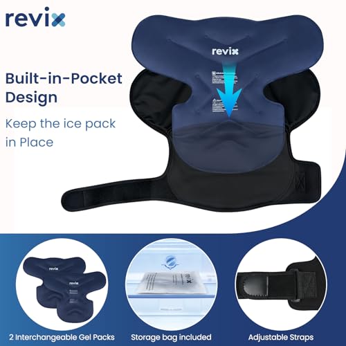 REVIX Shoulder Ice Pack Wrap & Brace for Rotator Cuff & Arm, 2 Gel Packs - size: Medium, style: Black, 2 Gel Packs+1 Shoulder Brace