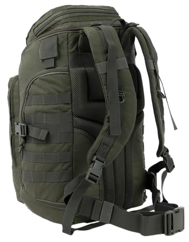35L Tactical Backpack Military Rucksack MOLLE Quick-Access Flap EDC Pack for Hiking Camping Travel Work Bugout Emergency - color: Olive Green