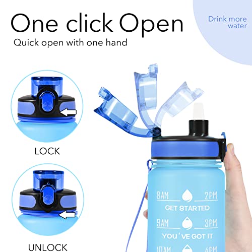 32 oz Water Bottles with Strap & Straw, Sport Motivational Water Bottles - color: Sunflowers