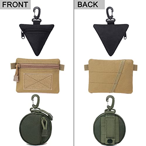 2 Packs Tactical EDC Pouches Compact Mini Military Molle Utility Pouch Accessories Organizer Bags Coin Purse Keychain Pockets Credit Card Holder for Waist Pack - color: 2 Pack Circle Black