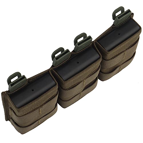 Triple Molle Mag Pouch 5.56 Tactical Open Top Magazine Holder Carrier with Quick Release Magazine Pouch Insert - color: RG