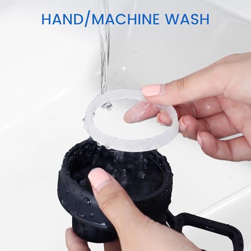 Spout Lid Replacement for Hydro Flask Wide Mouth 12, 16, 18, 32, 40, 64 OZ, Chug Lid for Thermoflask with Handle, Replacement Lid for Wide Mouth Water Bottle 2.28in - color: Black